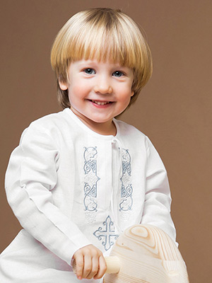 Крестильная рубашка "Артемий" для мальчика - миниатюра фотографии товара в каталоге ЛиноБамбино