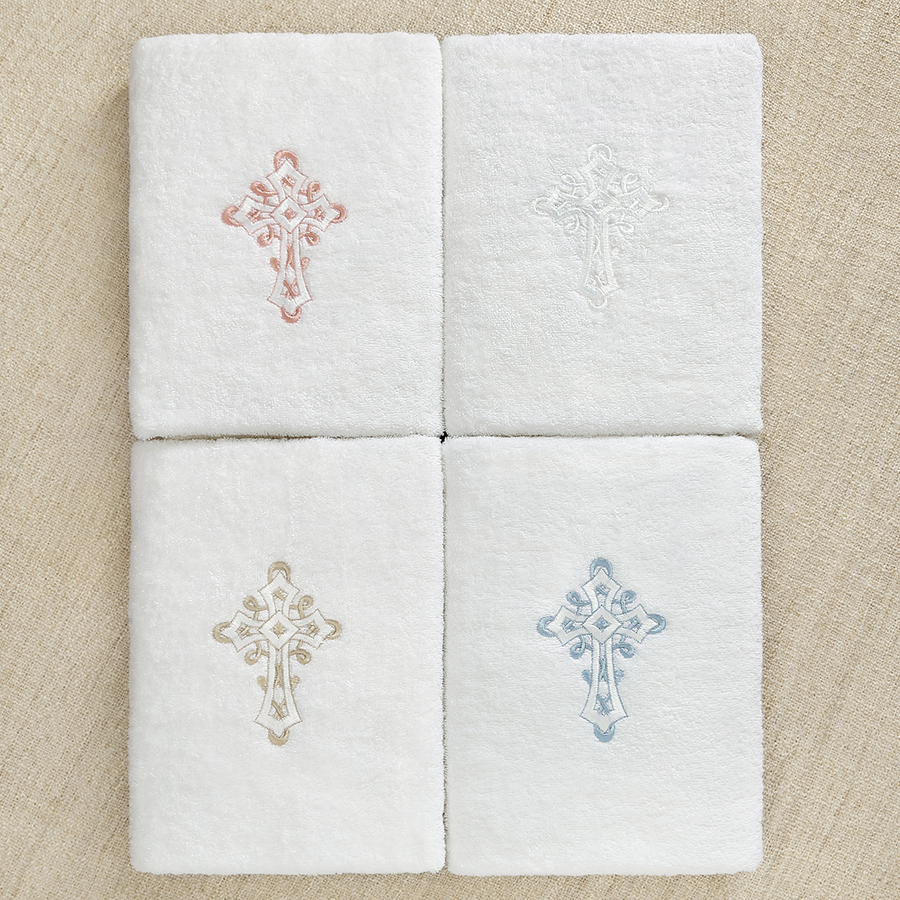 Махровое крестильное полотенце "Крест с завитками" фото 1