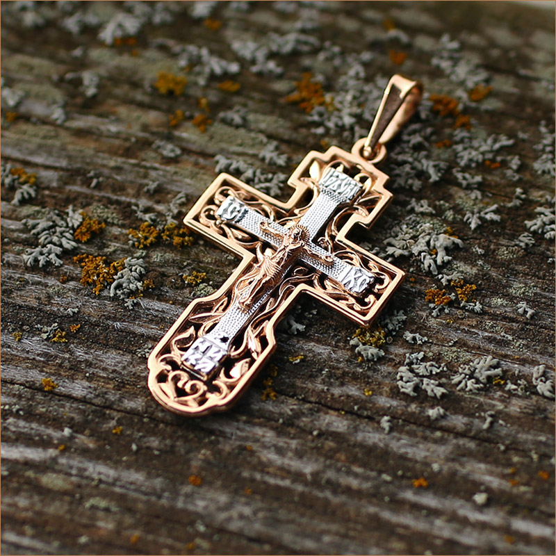 Золотой крестик 12092АКВ, взрослый фото 3