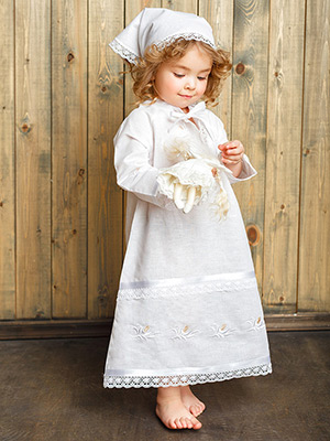 Крестильная сорочка "Лилия" для девочки - миниатюра фотографии товара в каталоге ЛиноБамбино