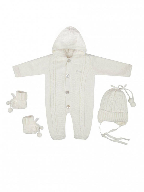 Вязаный комплект "Теплуша", экрю фото 2