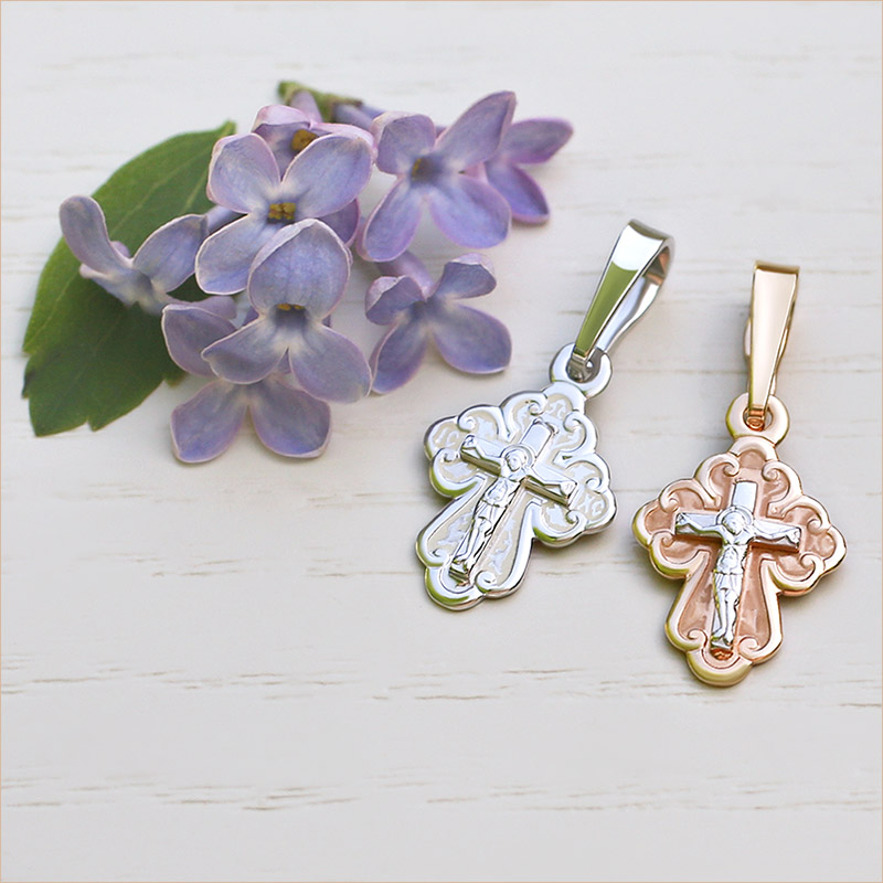 Серебряный крестик 10206АКВ фото 1