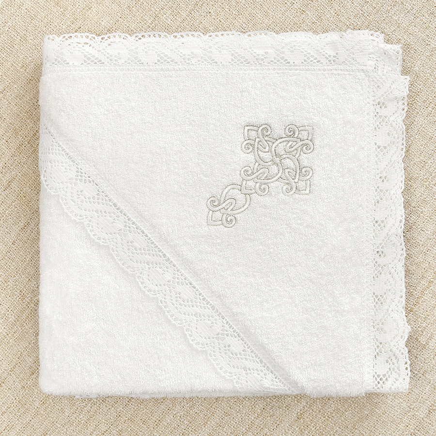 Махровое кружевное полотенце "Ажурный крестик" для крещения фото 2