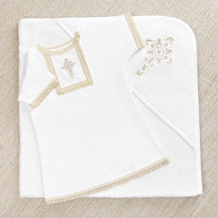 Крестильное полотенце с уголком "Крест с завитками" фото 6