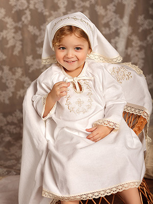 Теплая сорочка "Ульяна" для Крещения девочки - миниатюра фотографии товара в каталоге ЛиноБамбино