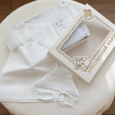 Фото товара "Крестильный набор для мальчика "Алексей" с полотенцем" при наведении