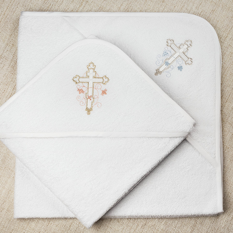 Полотенце для крещения с уголком "Обвитый крест" фото 1