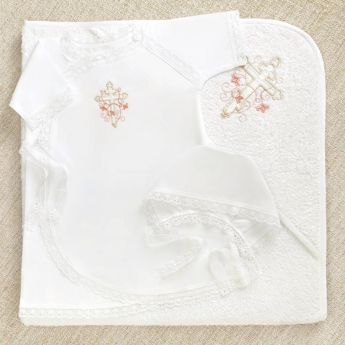 Крестильный набор для девочки "Анна" с полотенцем - миниатюра фотографии товара в каталоге ЛиноБамбино