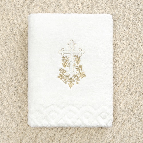 Классическое полотенце для крещения "Крестик-лоза" - миниатюра фотографии товара в каталоге ЛиноБамбино