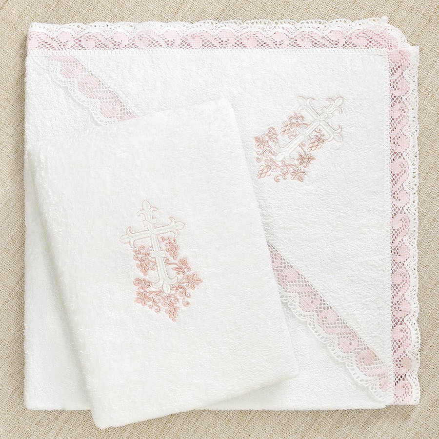 Крестильный набор для девочки "Розовая лоза" с полотенцем фото 3