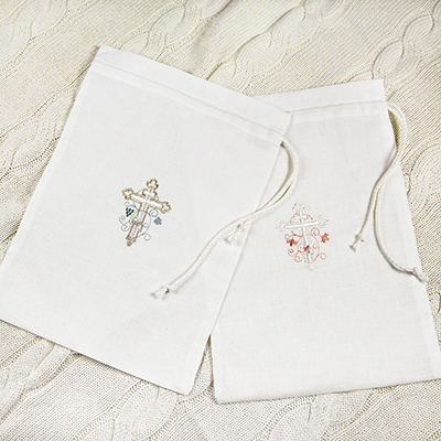 Мешочек для крестильных принадлежностей "Обвитый крест" - миниатюра фотографии товара в каталоге ЛиноБамбино