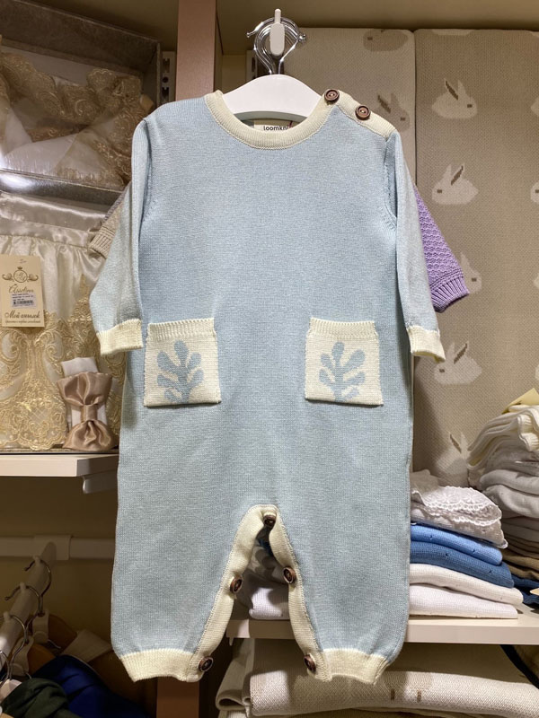 Вязаный комбинезон Веточки небесный