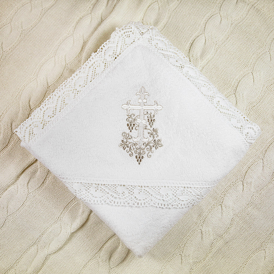 Кружевное полотенце с капюшоном "Крест с лозой" фото 1