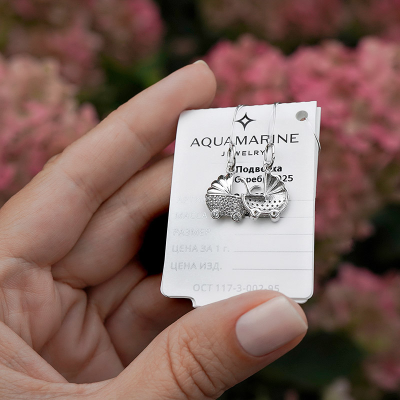 Серебряная подвеска Коляска 21265АКВ фото 2