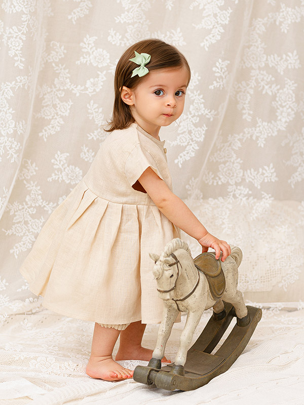 Льняное платье с шортами Милаша беж фото 1