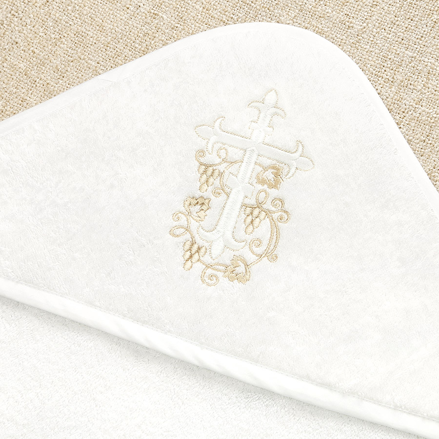 Махровое полотенце для крещения с уголком "Крестик с лозой" фото 6