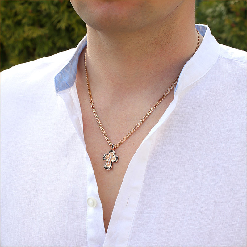 Золотой крестик 12805АКВ, взрослый фото 3