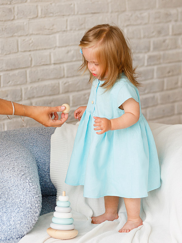 Льняное платье с шортами Милаша бирюза фото 3