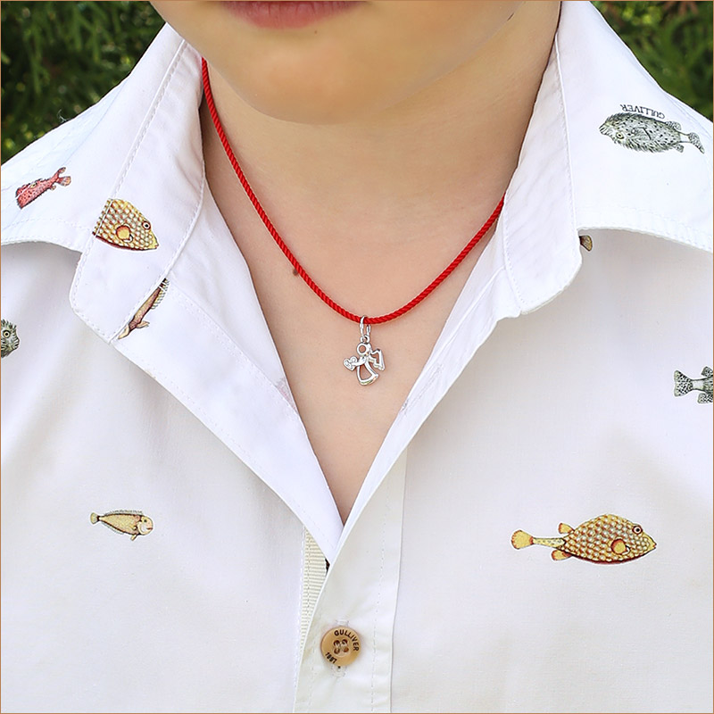 Серебряная подвеска ангелочек с фианитом 23183АКВ фото 2