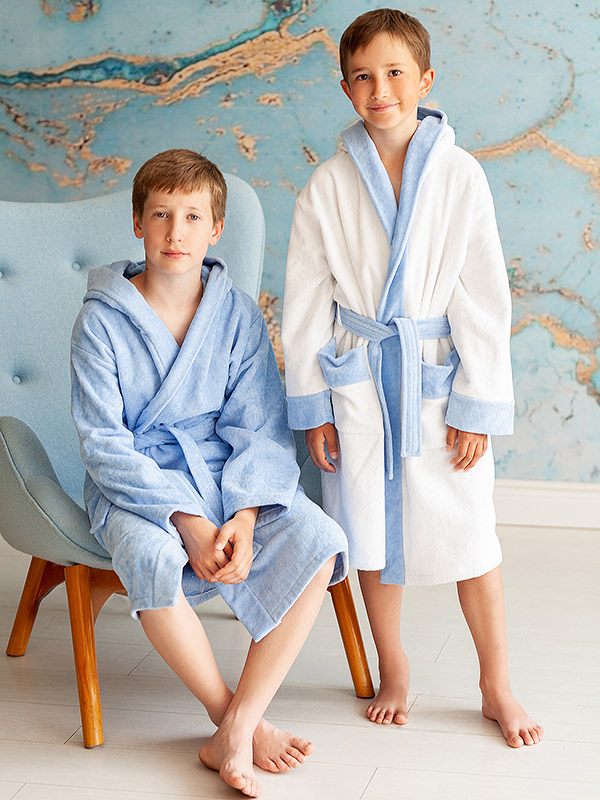 Махровый халат для мальчика лазурный фото 5