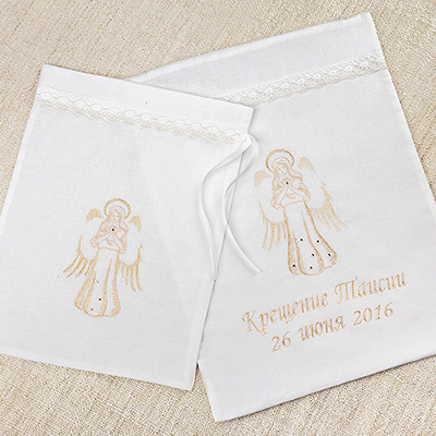 Мешочек для крестильных принадлежностей "Золотой ангел" - миниатюра фотографии товара в каталоге ЛиноБамбино