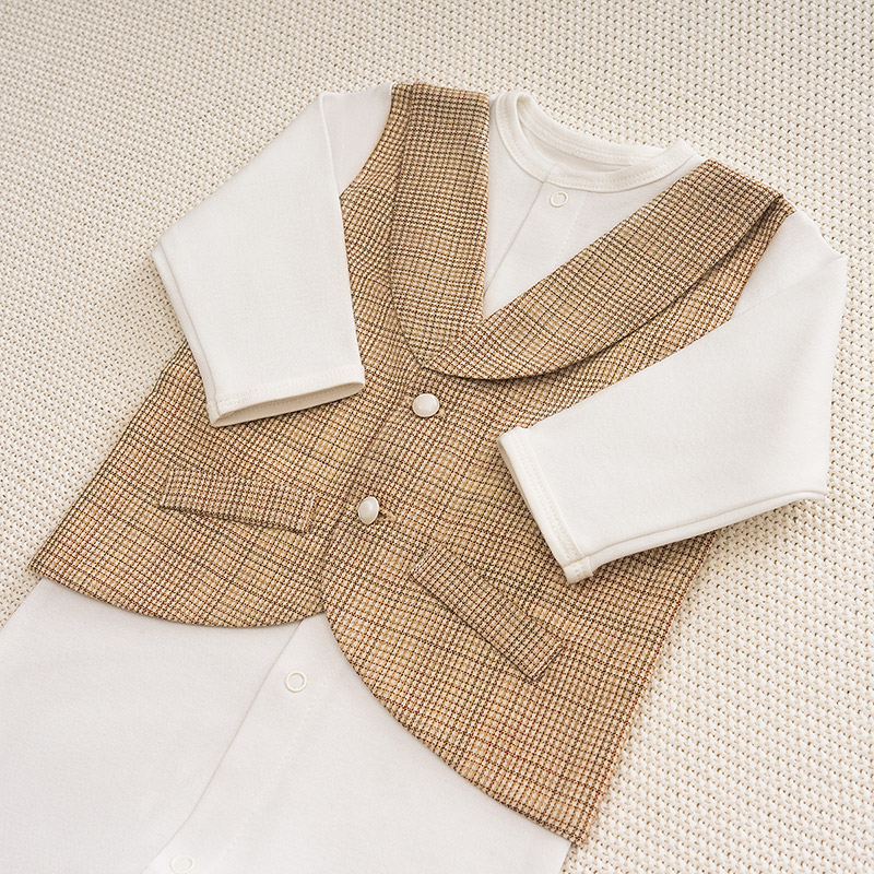 Костюмчик/комплект с уголком Денди карамельная клетка фото 3