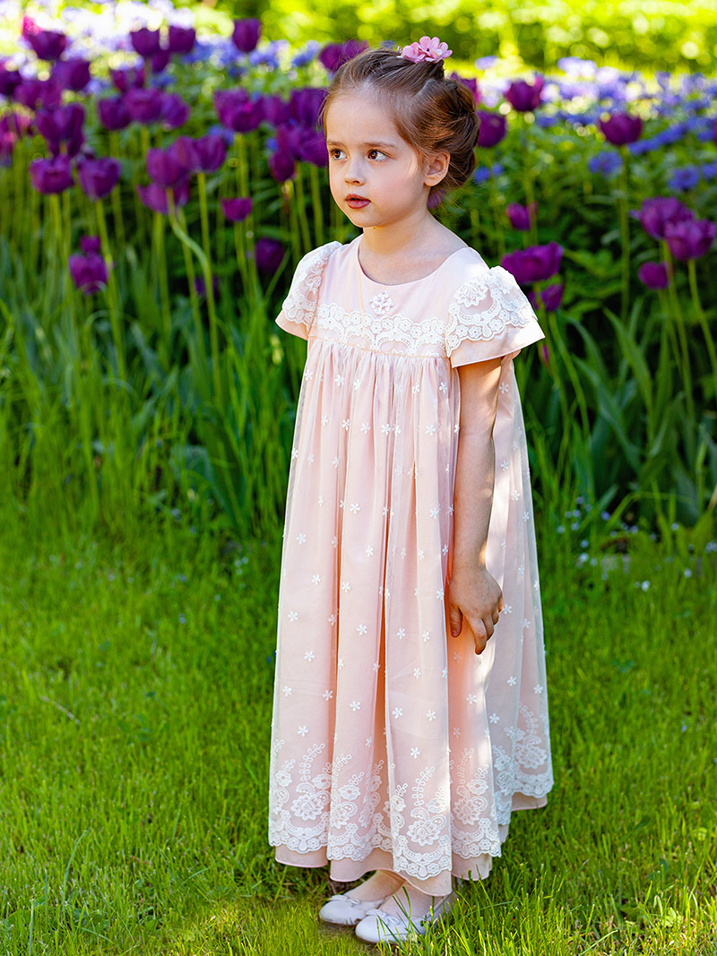 Крестильное платье "Розовый жемчуг" с чепчиком фото 8