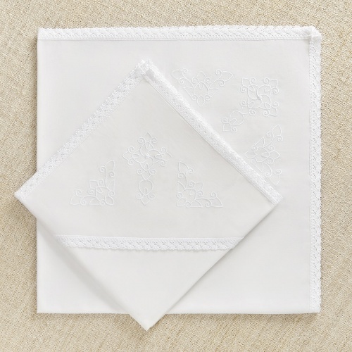 Пеленка для крещения с белой вышивкой - миниатюра фотографии товара в каталоге ЛиноБамбино