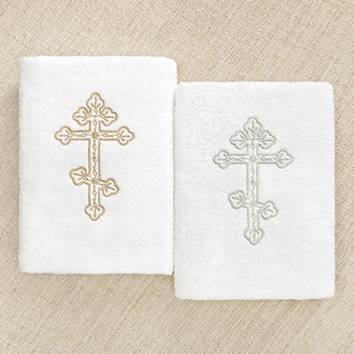 Крестильное махровое полотенце "Восьмиконечный крест" - миниатюра фотографии товара в каталоге ЛиноБамбино