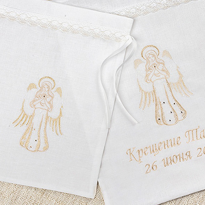 Фото товара "Мешочек для крестильных принадлежностей "Золотой ангел"" при наведении