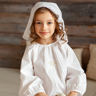 Крестильная сорочка "Традиция" для девочки - миниатюра фотографии товара в каталоге ЛиноБамбино