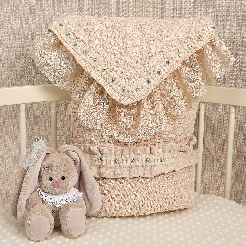 Вязаный комплект на выписку "Жемчуг" бежевый фото 4