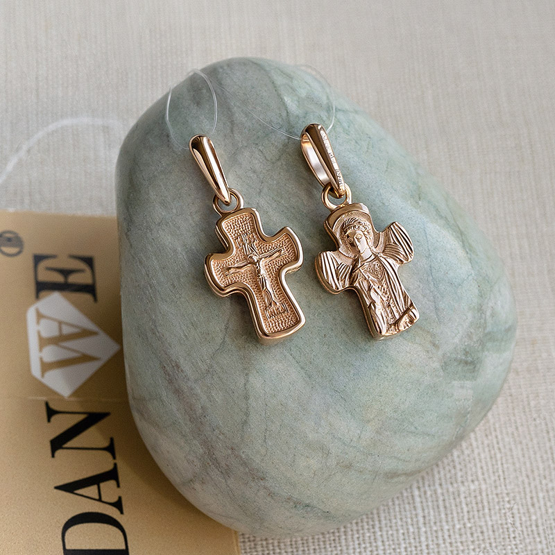 Золотой крестик с образом Ангела хранителя арт.17110439000, детский фото 2