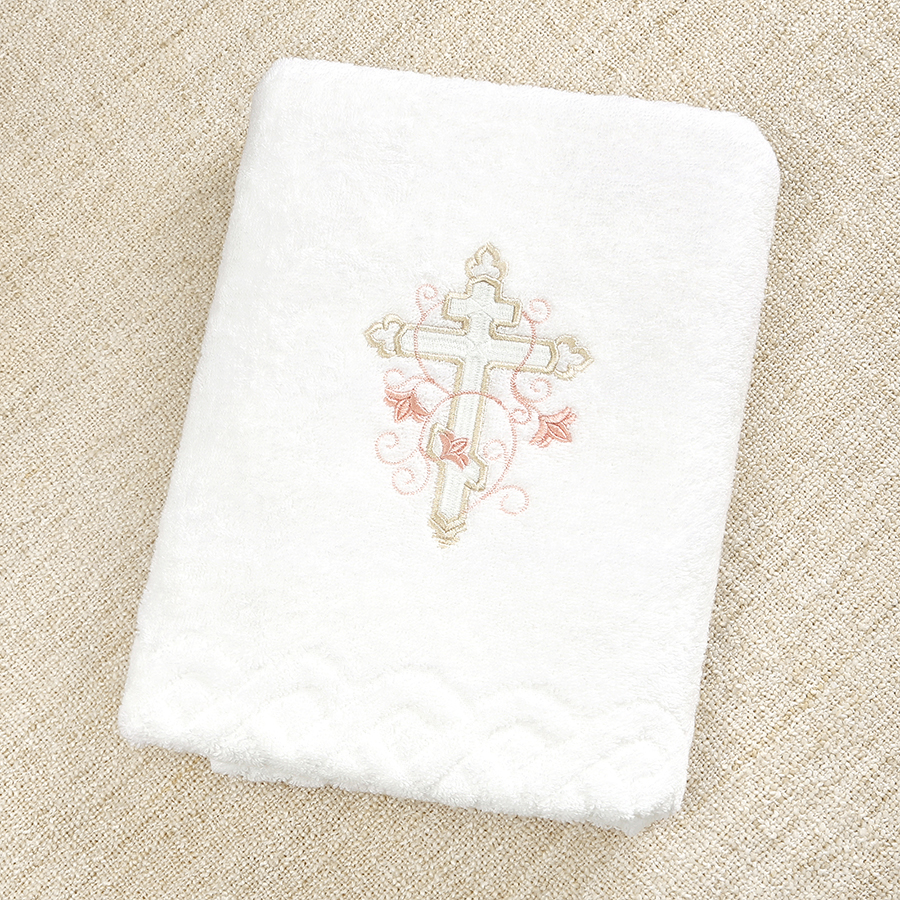 Классическое крестильное полотенце "Обвитый крестик" фото 2