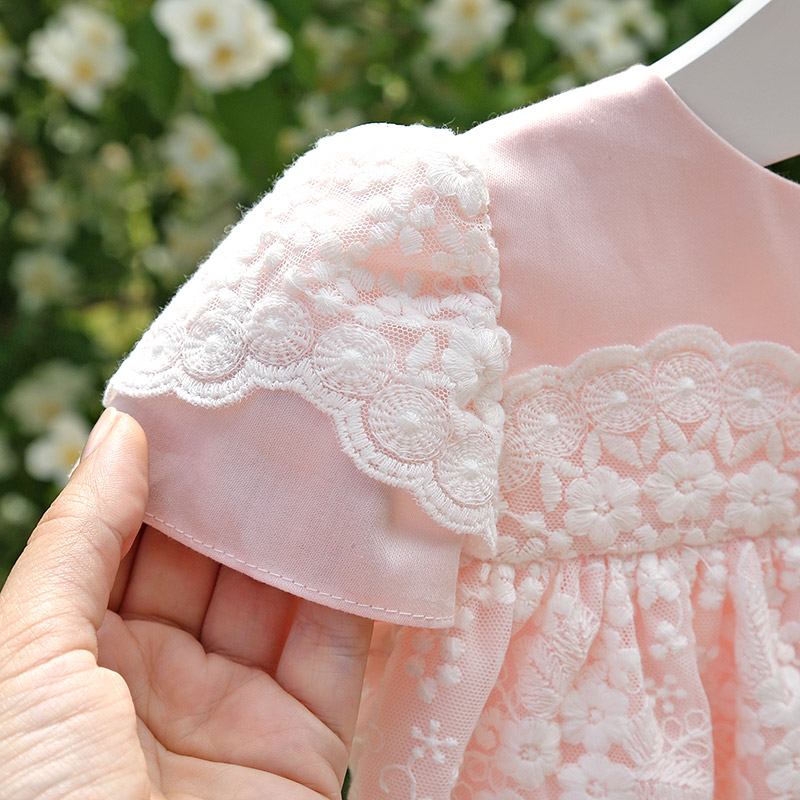 Крестильное платье "Розовый жемчуг" с чепчиком фото 4