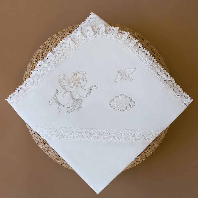 Теплая пеленка для крещения "Ангел" с капюшоном фото 6