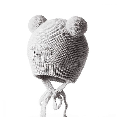 Вязаная шапочка "Мышонок" серая - миниатюра фотографии товара в каталоге ЛиноБамбино