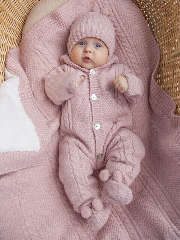 Вязаный комплект "Теплуша", пудра фото 3