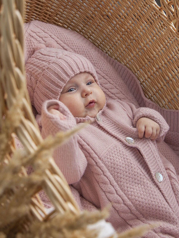 Вязаный комплект "Теплуша", пудра фото 5