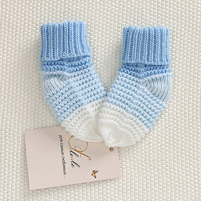 Вязаные носочки "Малыш" голубые - миниатюра фотографии товара в каталоге ЛиноБамбино