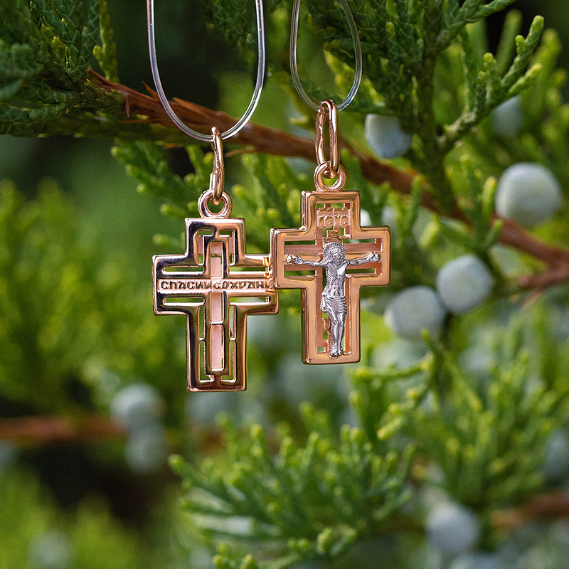 Золотой крестик 14949АКВ фото 3