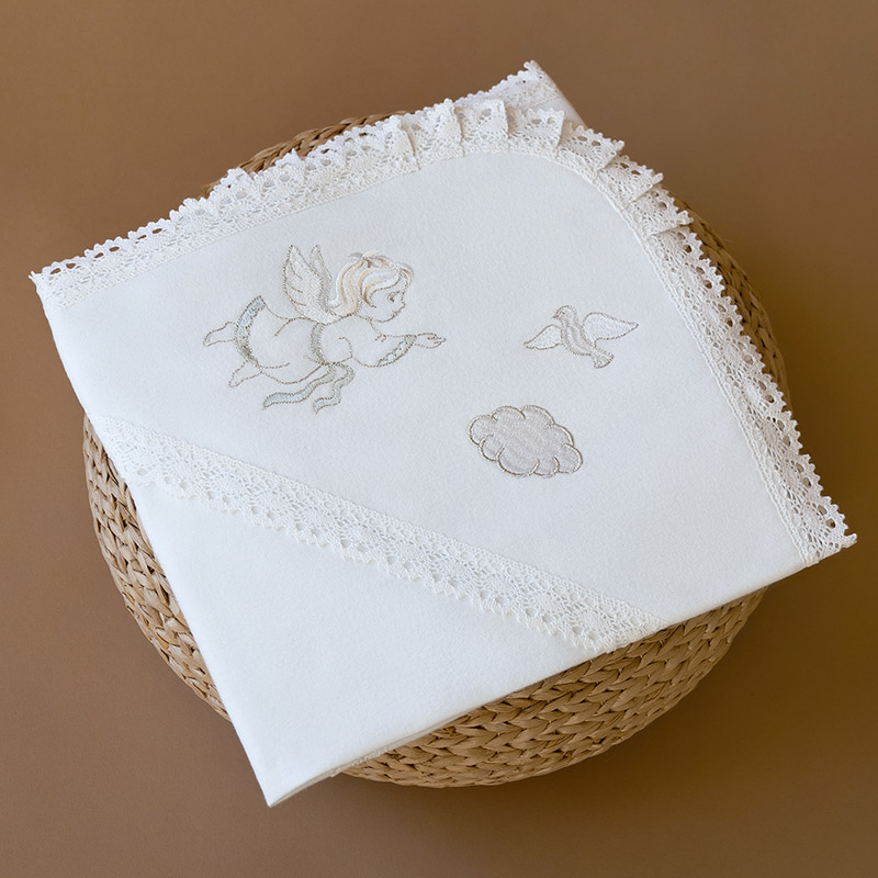 Теплая пеленка для крещения "Ангел" с капюшоном фото 3