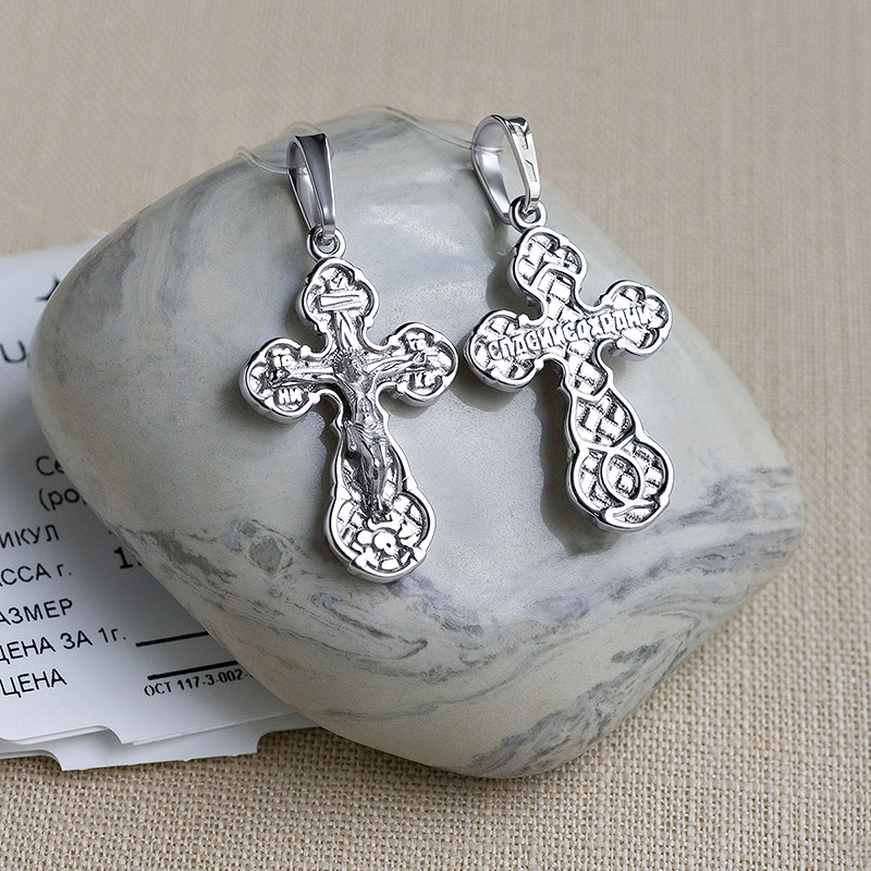 Серебряный крестик 14939АКВ фото 4