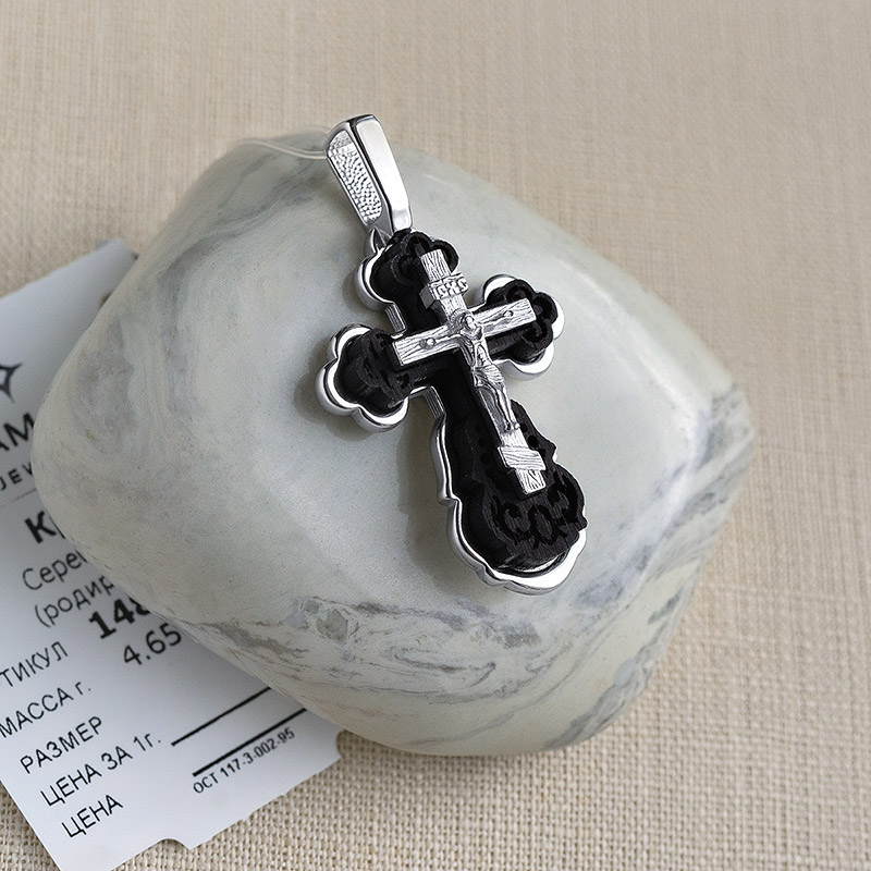 Серебряный крестик 14836АКВ, взрослый фото 5