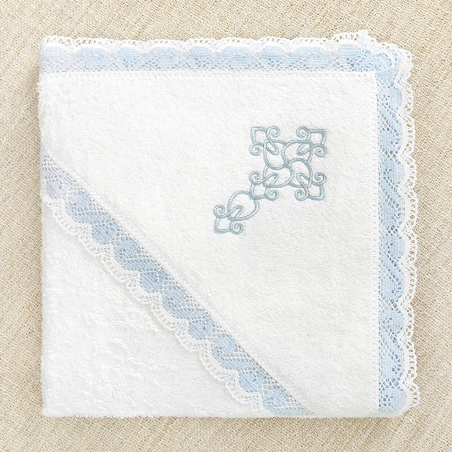Махровое кружевное полотенце "Ажурный крестик" для крещения фото 4