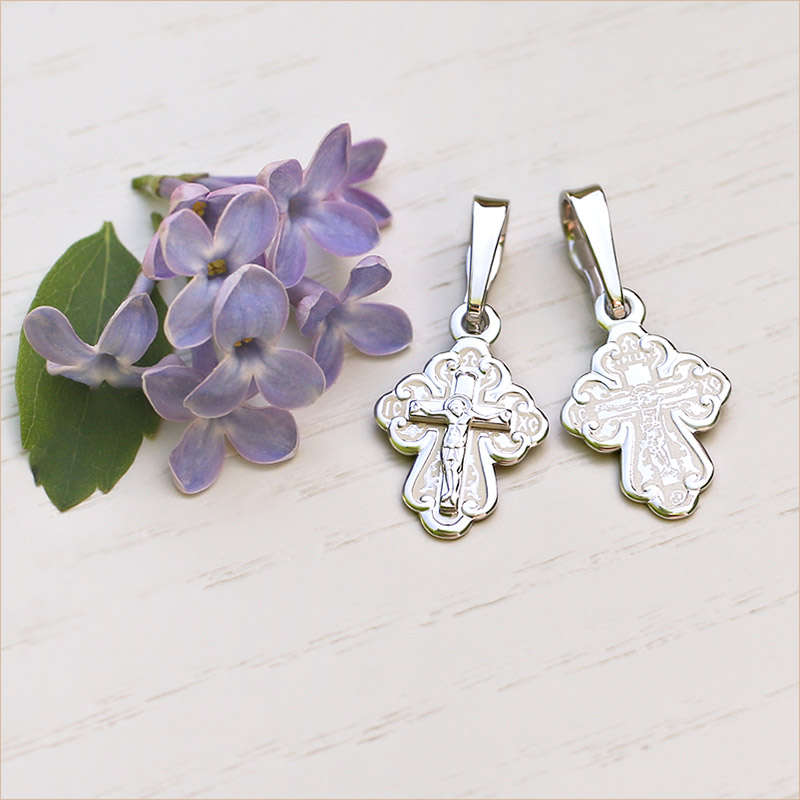 Серебряный крестик 10206АКВ фото 6