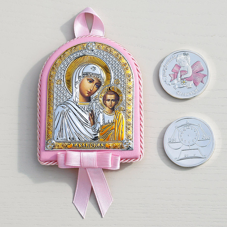 Подарочный набор "Икона и медаль на рождение девочки" фото 1