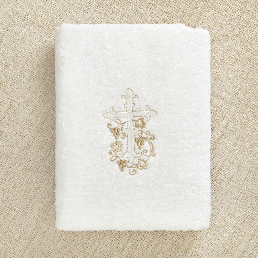 Махровое полотенце для крещения "Крестик с лозой" фото 4