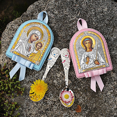 Фото товара "Подарочный набор "Икона и ложка с ангелочком"" из магазина ЛиноБамбино