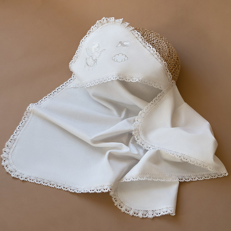 Теплая пеленка для крещения "Ангел" с капюшоном фото 5